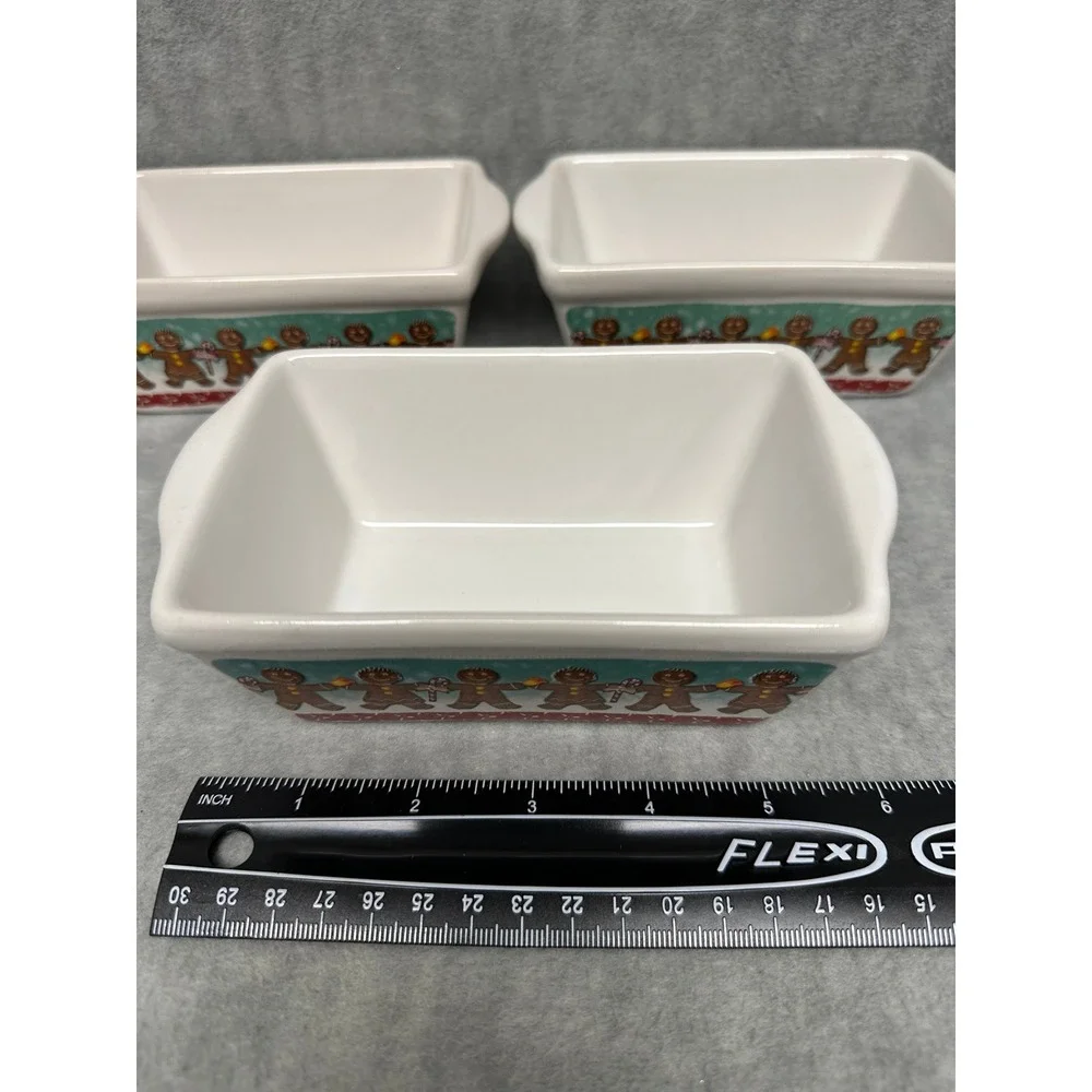Set of 3 Gingerbread Man Baking Dishes‎ Mini Loaf Pans Christmas Kitchenware